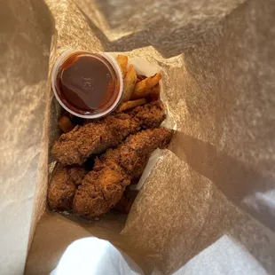 Chicken and chips to go