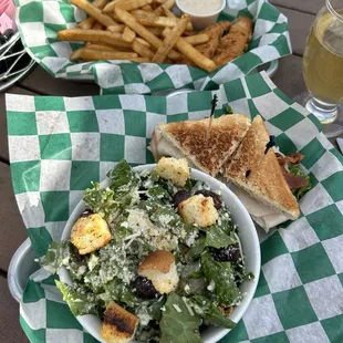 Lunch special - Turkey Club &amp; Caesar Salad Small basket of Chicken Tenders &amp; Fries
