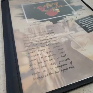 a menu on a table