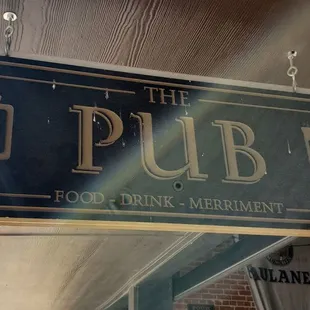 a sign for the pub