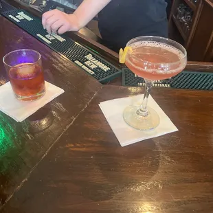 Old fashion and pomegranate martini