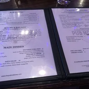 Menu minus the drink specials.
