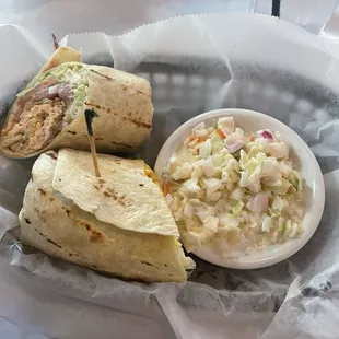 Salmon wrap with coleslaw