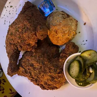 2 Piece Bone-In Fried Chicken with 1 Side and Biscuit