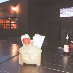 Condiments waitress dropped on floor and put on our table.