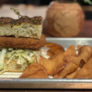 Chickpea Burger and chips