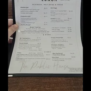Lunch menu that is served until about 8pm