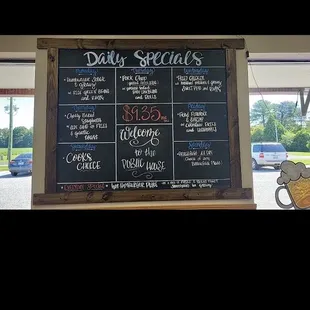 Daily specials for lunch
