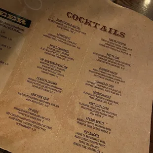 Cocktail Menu