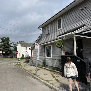 Outside from the parking area.