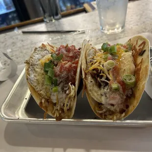 Breakfast tacos with over-medium egg