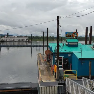 a boat docked at the dock