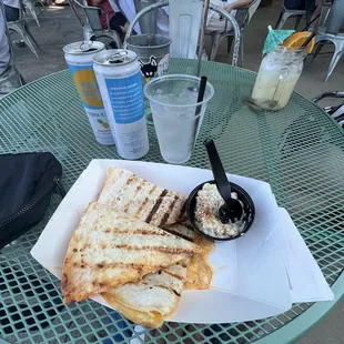 Chicken Buffalo Quesadilla and Street Corn