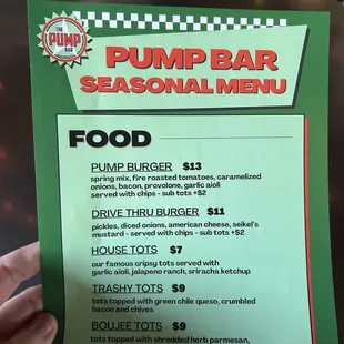 Food menu