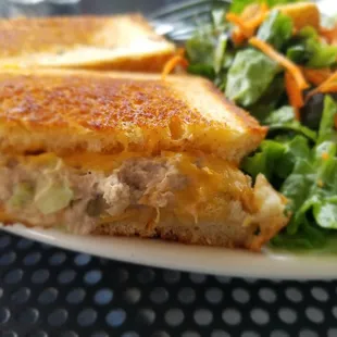 Tuna melt without the tomato and a side salad upgrade. (Can also get it w/tots, sweet potato or reg. fries)