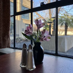 Table setting with a view to outside.