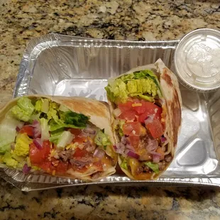 Steak Wrap...more like veggie wrap with a side of steak.  Got the mayo on the side