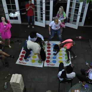 a group of people playing a game