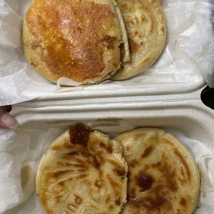 Top: birria (L), queso (R); Bottom: chicharrones