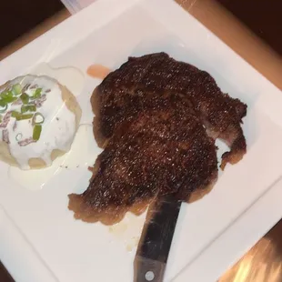 Rib Eye w Loaded Mashed Potato