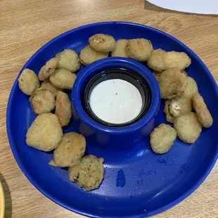 Deep fried pickles (a touch undercooked).