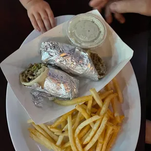 Lamb wrap with fries