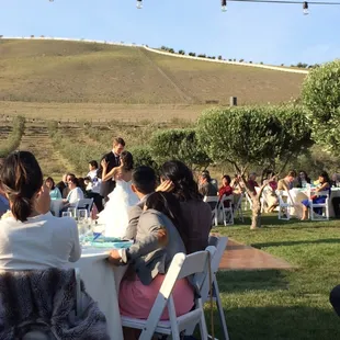 Wedding banquet with dance floor in the middle