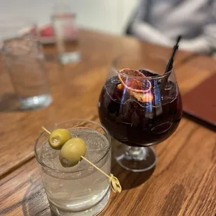 Sangria + dirty martini