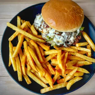 Philly Burger $13 (including seasoned fries)