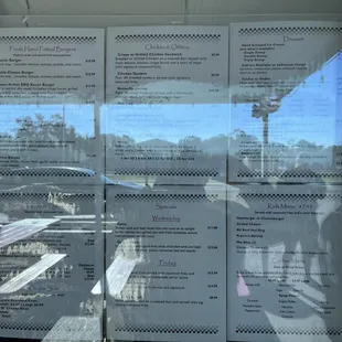 Menu with glare