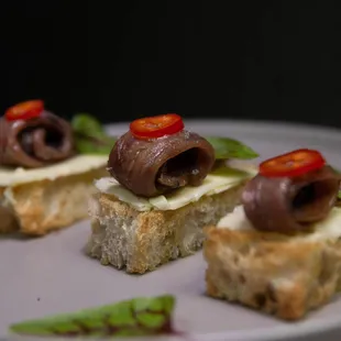 a plate of appetizers