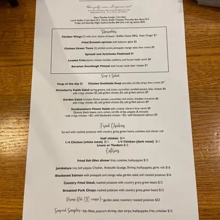 a menu on a table