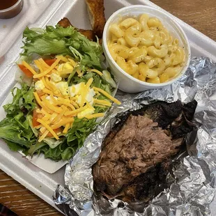 Chile-Rubbed Beef Brisket Plate with a side salad and  Mac &amp; Cheese - Small