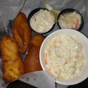 Fish &amp; chips. Substituted the fries for coleslaw