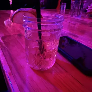 Jameson and ginger ale - a bit small, using an 8oz jam jar.
