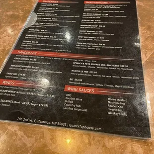The menu