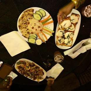 Hummus, Margarita Flatbread, Voodoo Fries