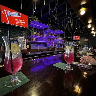 two cocktails on the bar