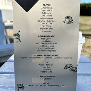 Menu as of November 2023