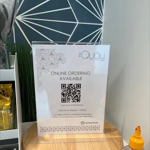 QR code for ordering