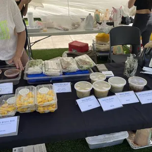 a table of food items
