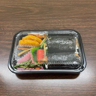 Garlic Chicken and Shrimp Tempura Handroll with fried patty from Teruyas