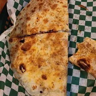 Chorizo Quesadilla with bean quesadila
