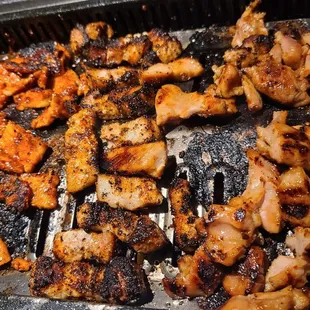 Server burnt our meat and i ended up having to take over grilling.