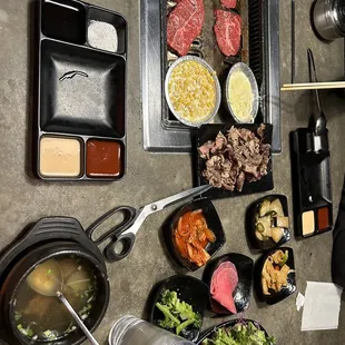 a table full of food