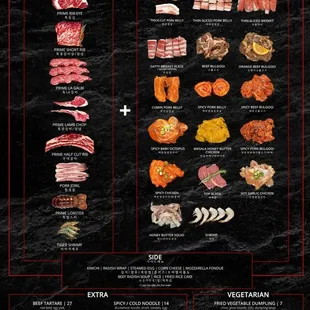 AYCE menu options as of October 2023