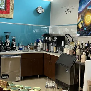 Super-clean coffee shop.