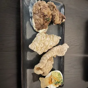 Fried Chicken Livers, Pork Rinds and Deviled Eggs