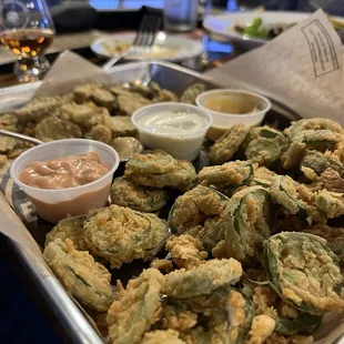 Fried pickles and jalapeños