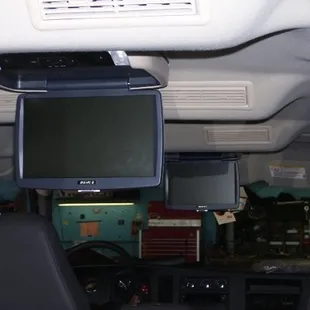 Overhead DVD systems. Single or dual screens available.